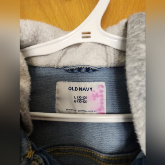 Boys Old Navy Jean Jacket with Faux Hoodie hood Large - Picture 2 of 6